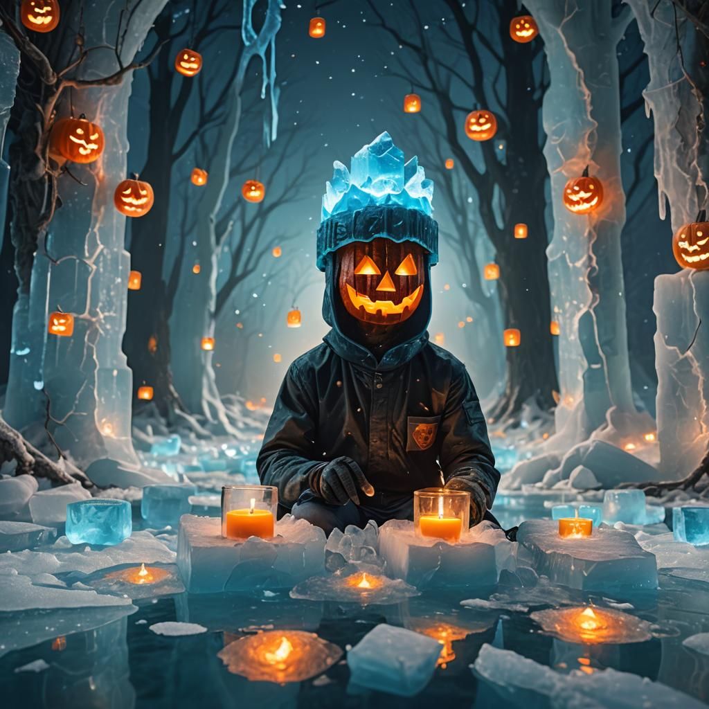 Man Encased in Ice with Candle, Magic Realism