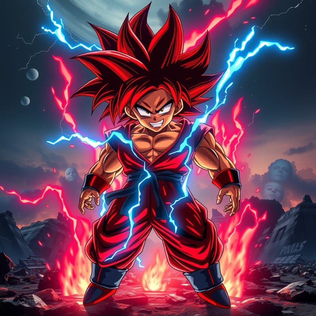 Goku as Super Saiyan 4 in Epic Anime-Inspired Battle Pose