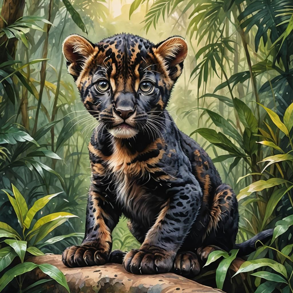 Melanistic panther baby