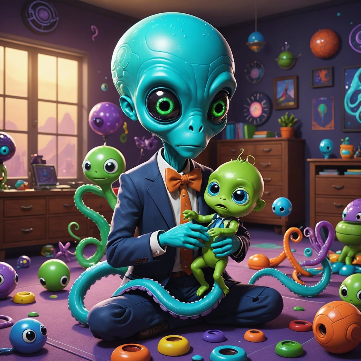 Alien Fatherhood: A Pixar-Style Intergalactic Moment