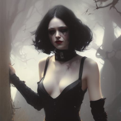 Pale Angelic Woman in Dark Fantasy Style