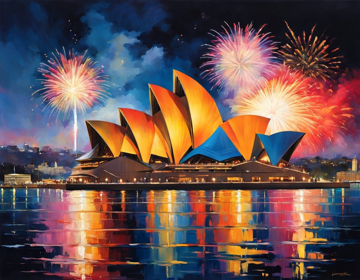 New Year's Eve Fireworks over Sydney Opera House in Vibrant ...