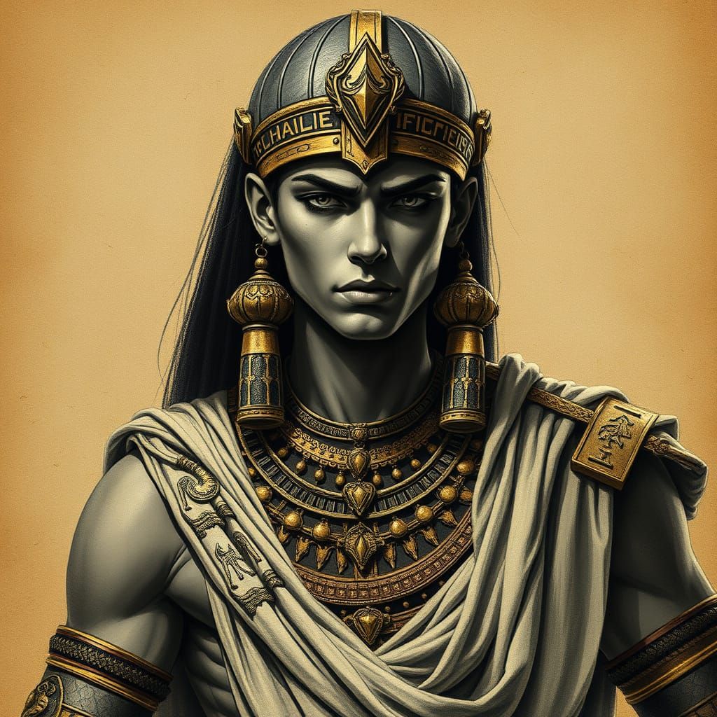 Heroic Egyptian Warrior in Ancient Relic Style