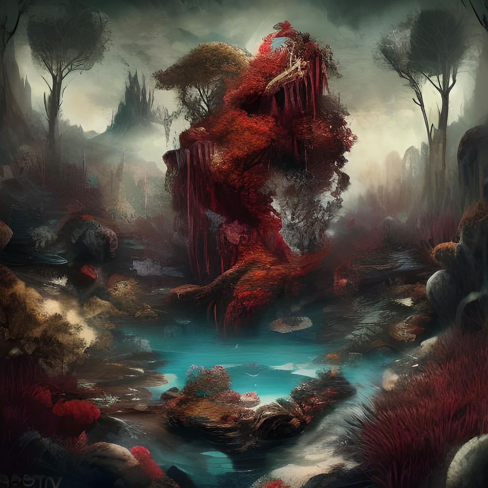 Surreal Ophelia: Woman with Rooted Heart