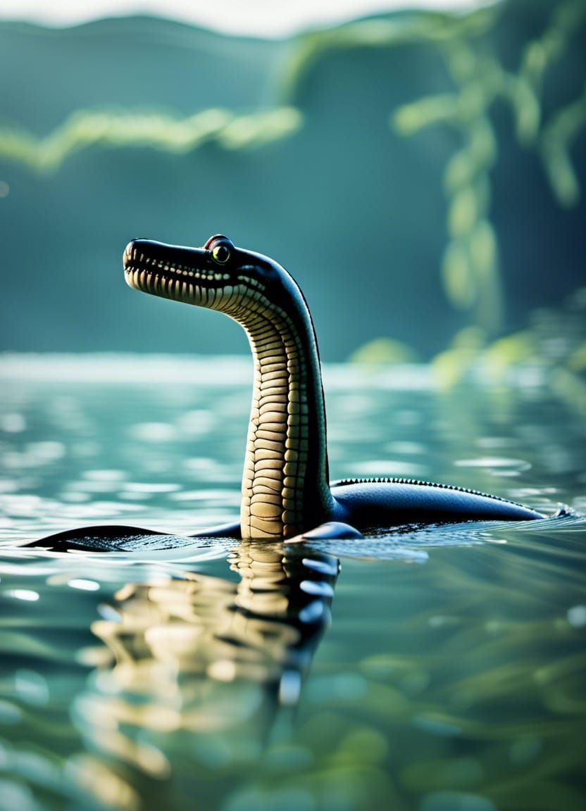 Plesiosaur Emerges from Lake: Professional Photography