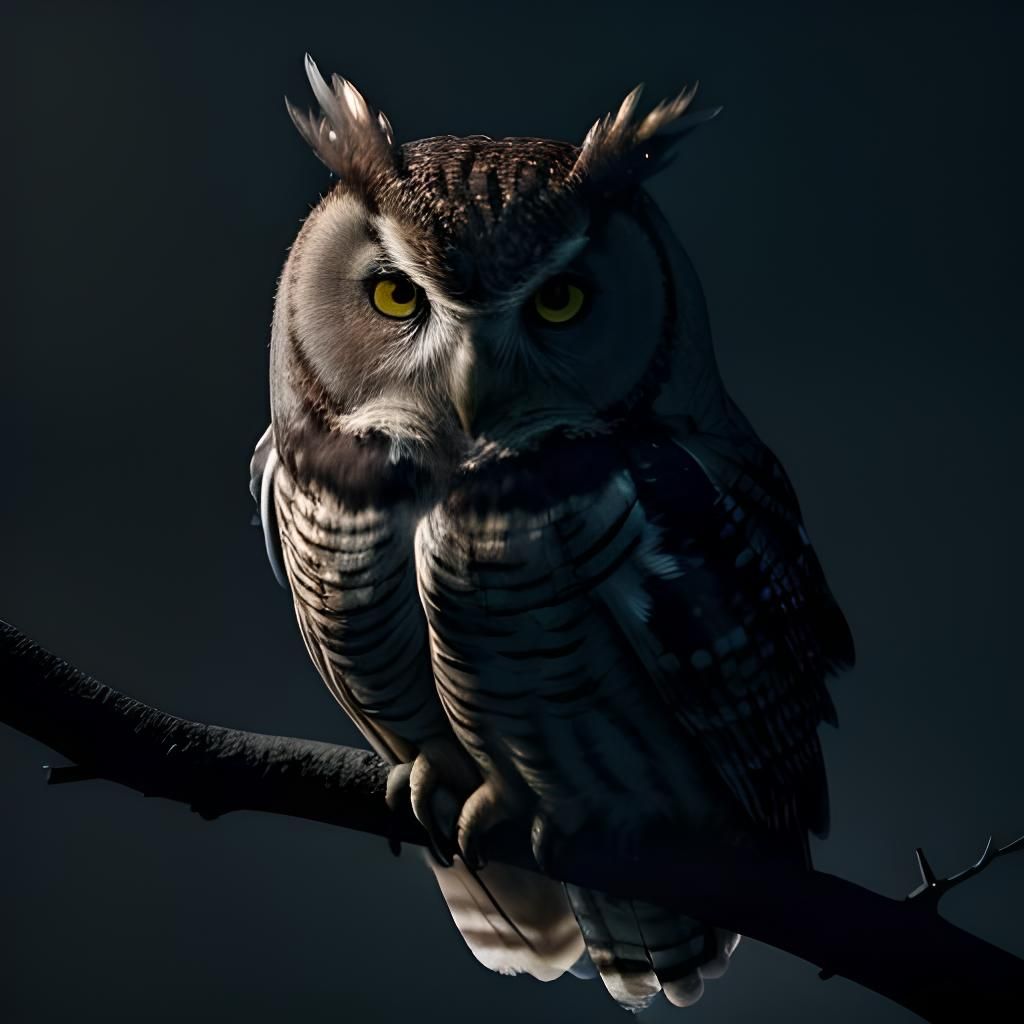 Owl with Red Dot, Cinematic Film Still