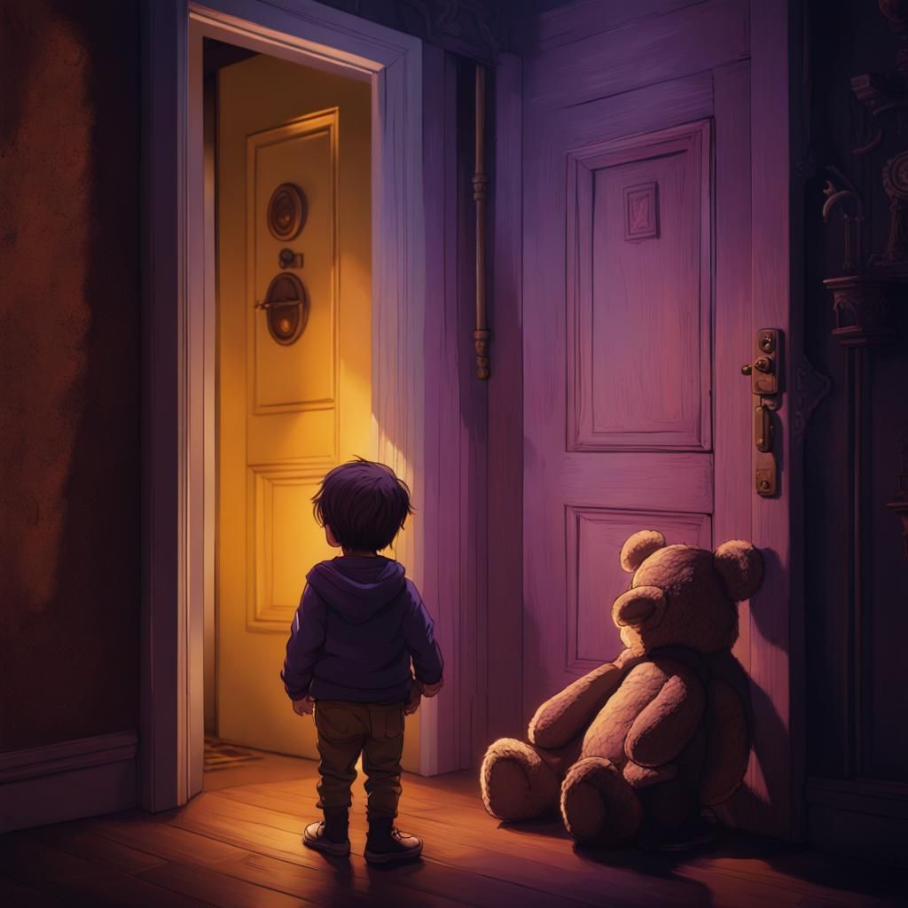 Frightened Boy in Dark Fantasy Style