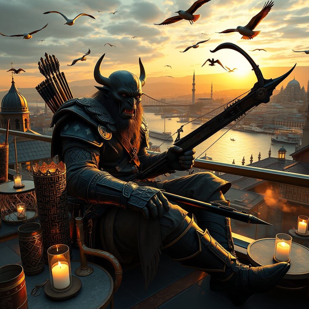 Orc Hunter and Lich King in Istanbul at Golden Hour