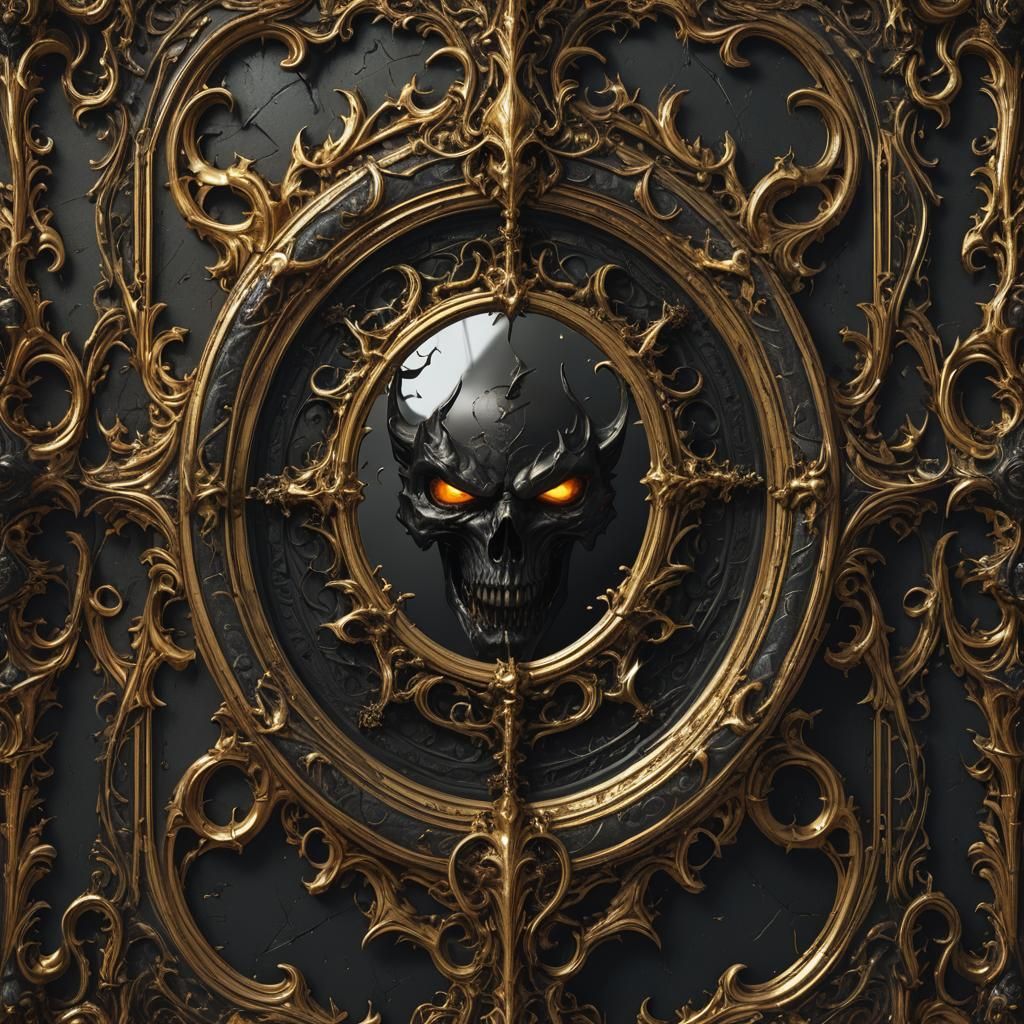 Demonic Antique Mirror in Matte Painting Style