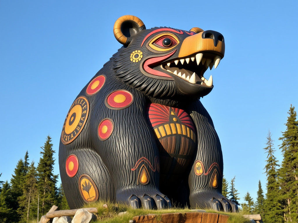 Aboriginal-Style Kodiak Bear Totem