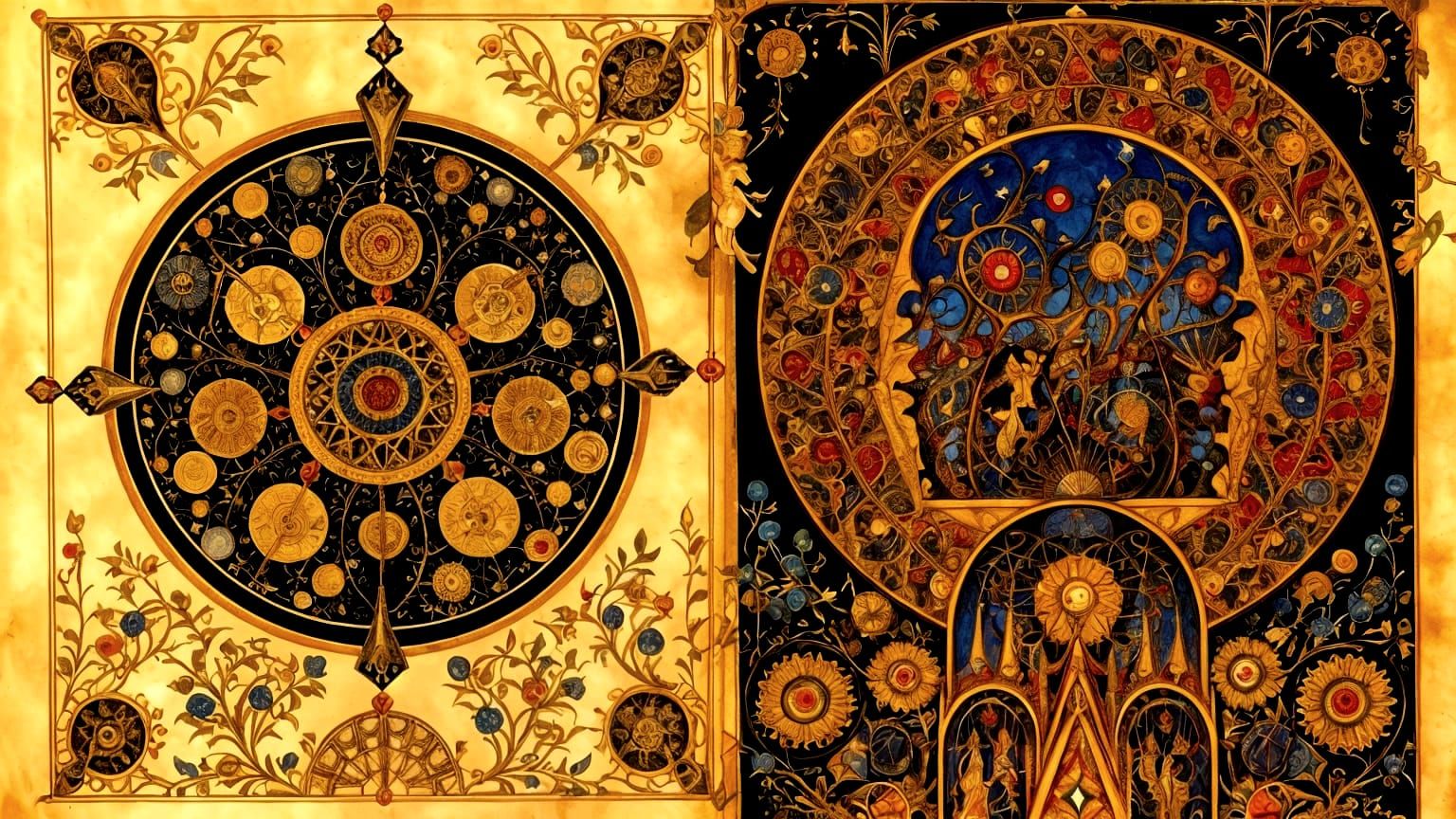 Medieval Manuscript with Gold Geometric Optical Illusions