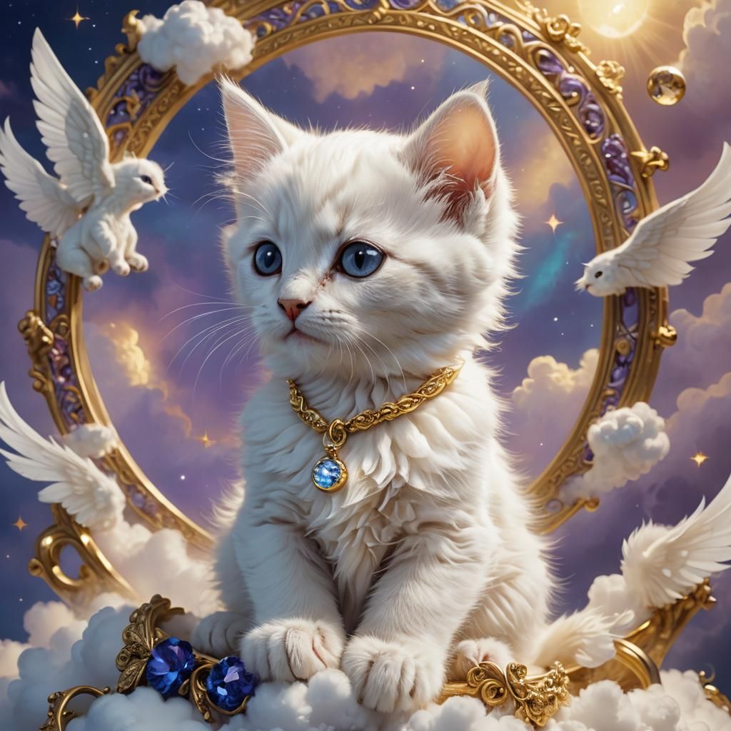 Kitten Angel in Dreamy Pastel Colors