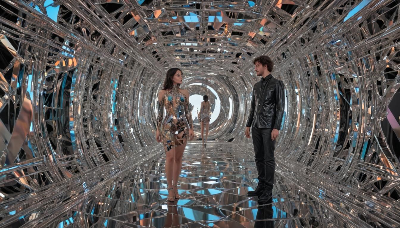 Glitchcore Couple in Infinite Mirror 3D Abstract