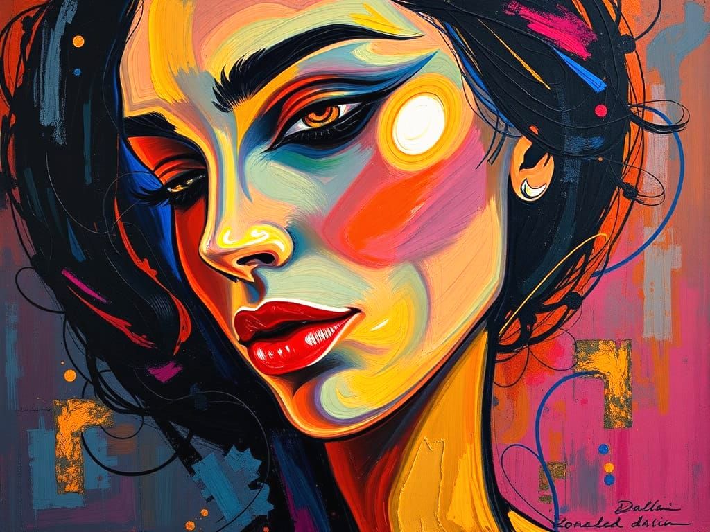 Dreamlike Abstract Portrait of Woman in Jewel Tones