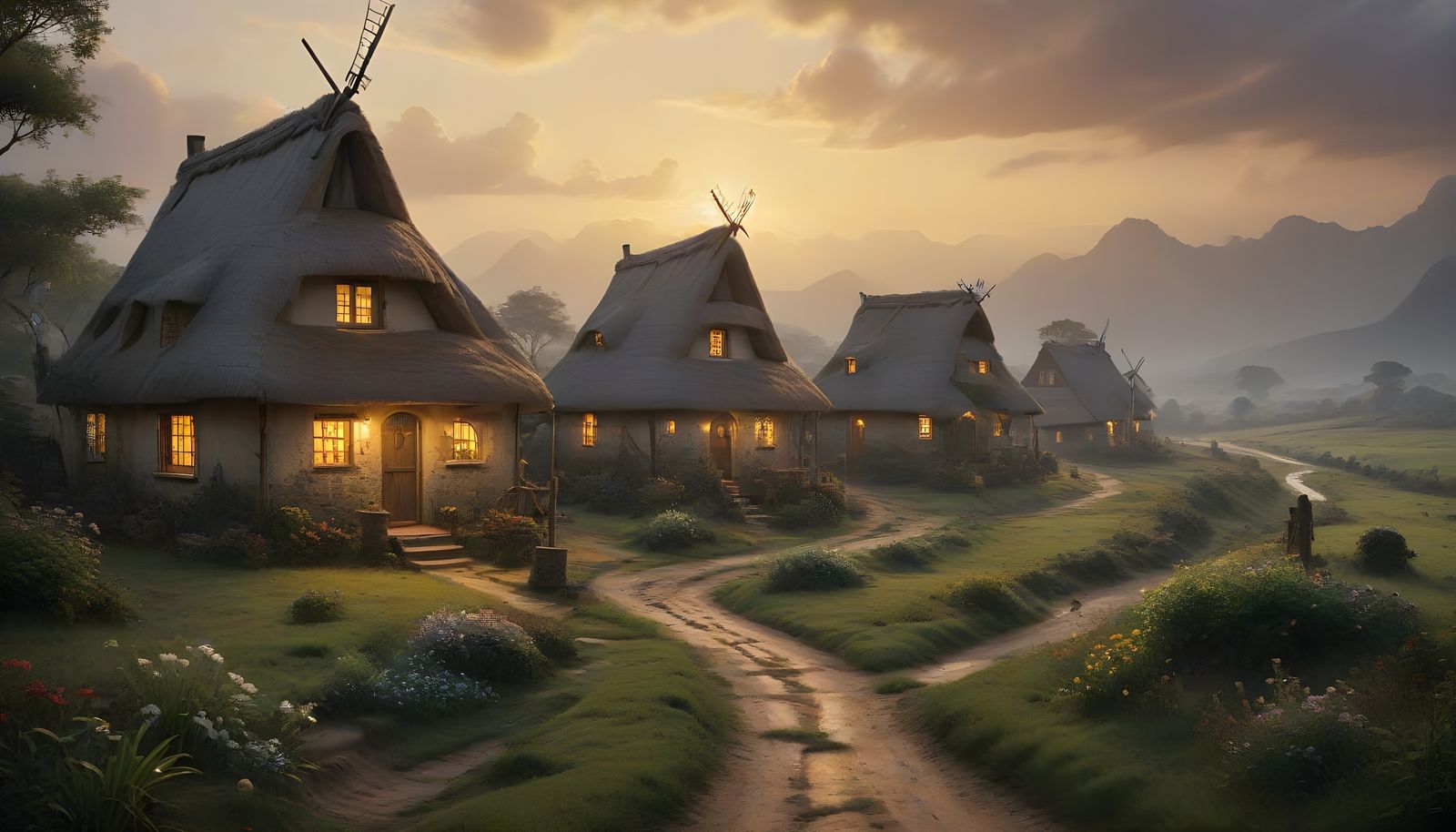 Village Amidst Endless Plains in Stunning 32K Detail