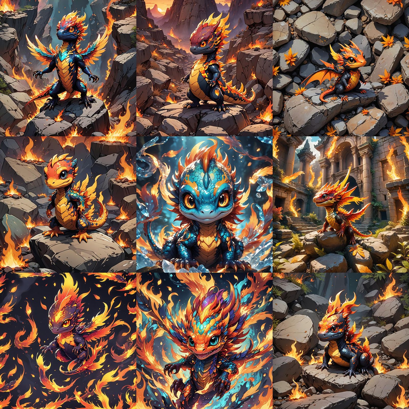 Chibi Phoenix Salamander in Anime Style