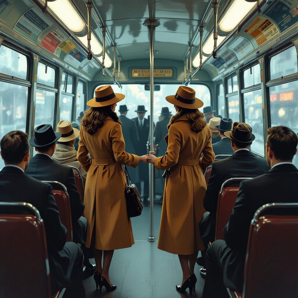 Vintage Bus Scene in Syd Mead Style