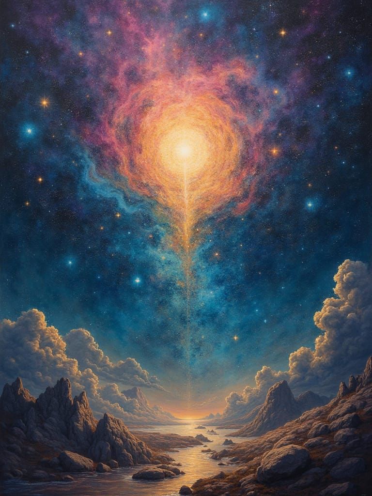 Ethereal Cosmic Awakening in Vibrant Metaphysical Style