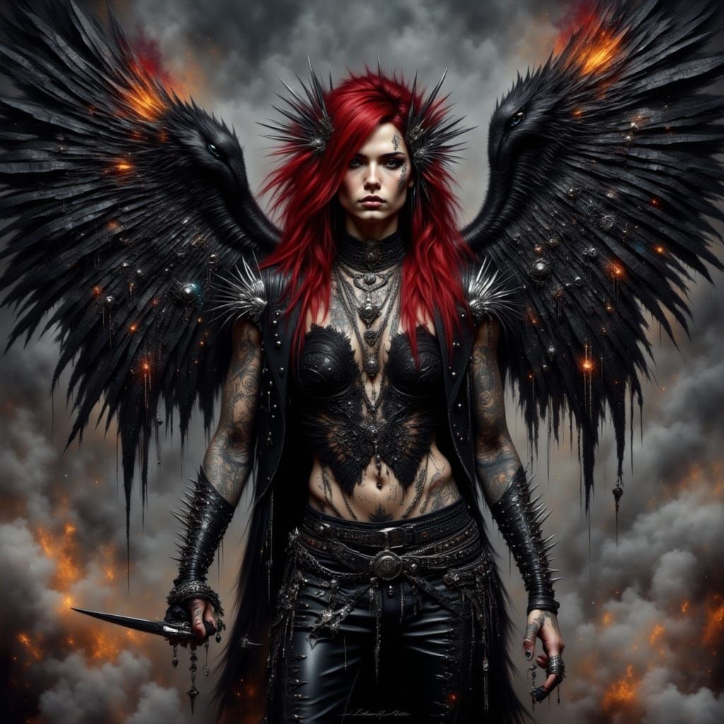 Gothic Rockstar Angel of Smoke and Flames