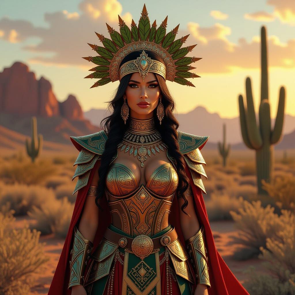 Regal Nopal Queen in Vibrant Desert Landscape