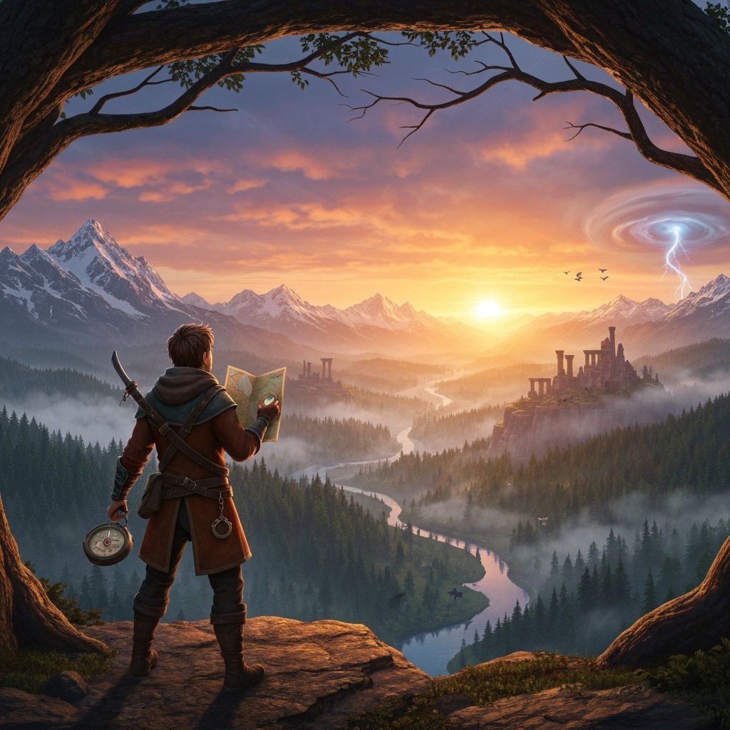 Vast Valley Vista at Sunset in Cinematic 3D