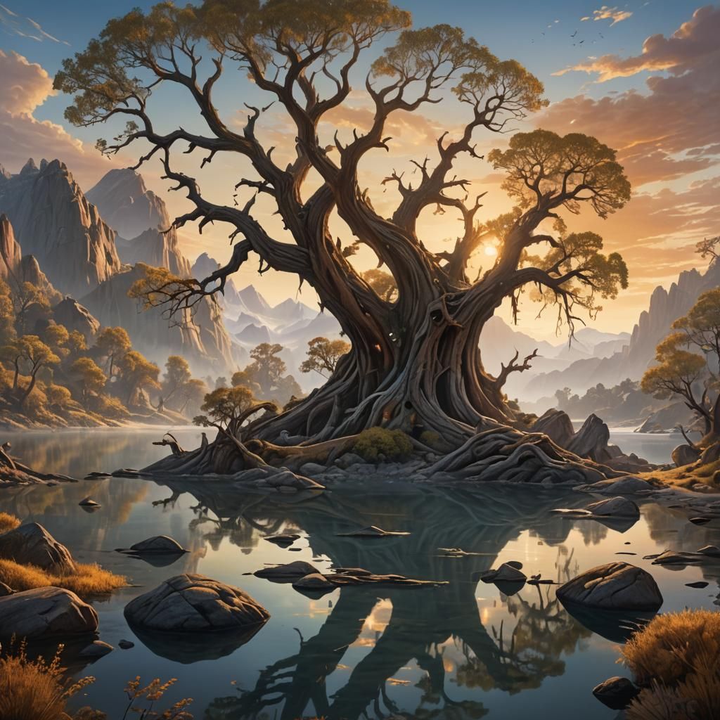 Golden Hour Landscape of Mariposa Island