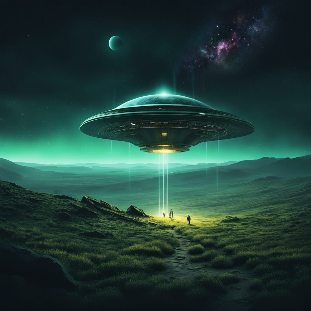 Ethereal Space Probe in Cosmic Dust Cloud