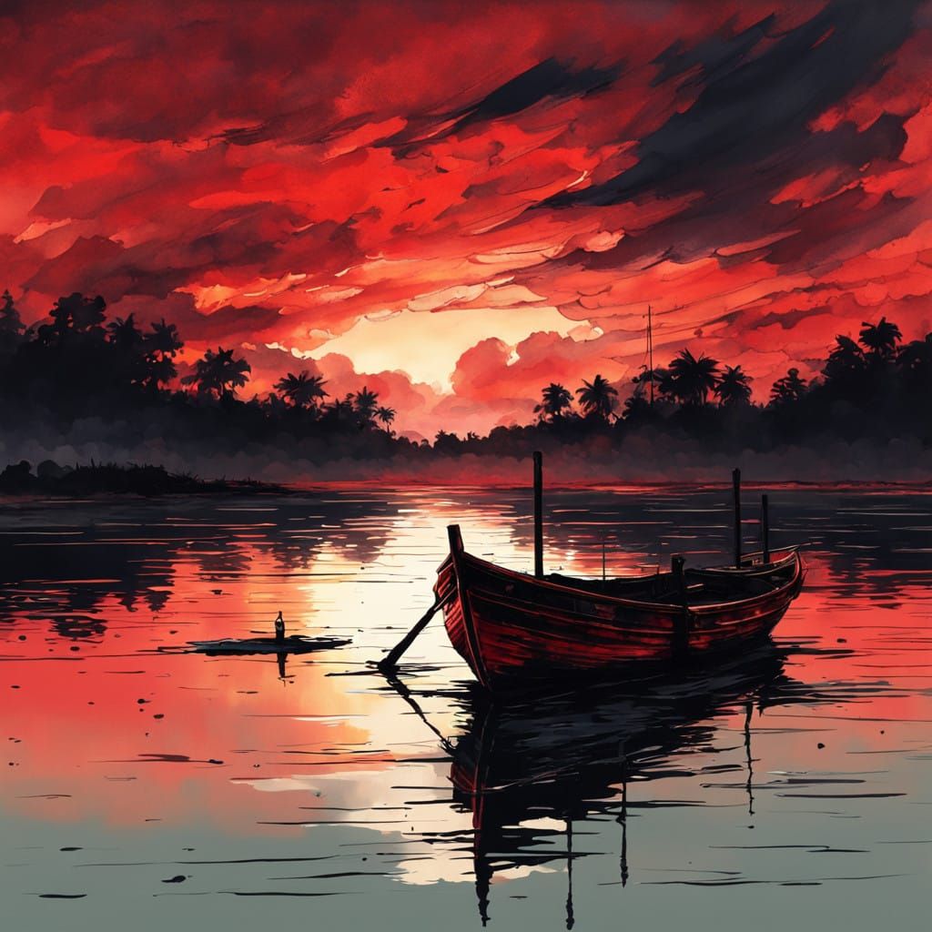 Ethereal Sunset on Water, in Dreamlike European Style