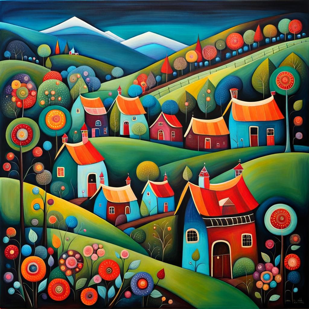 The Village in primitivism style