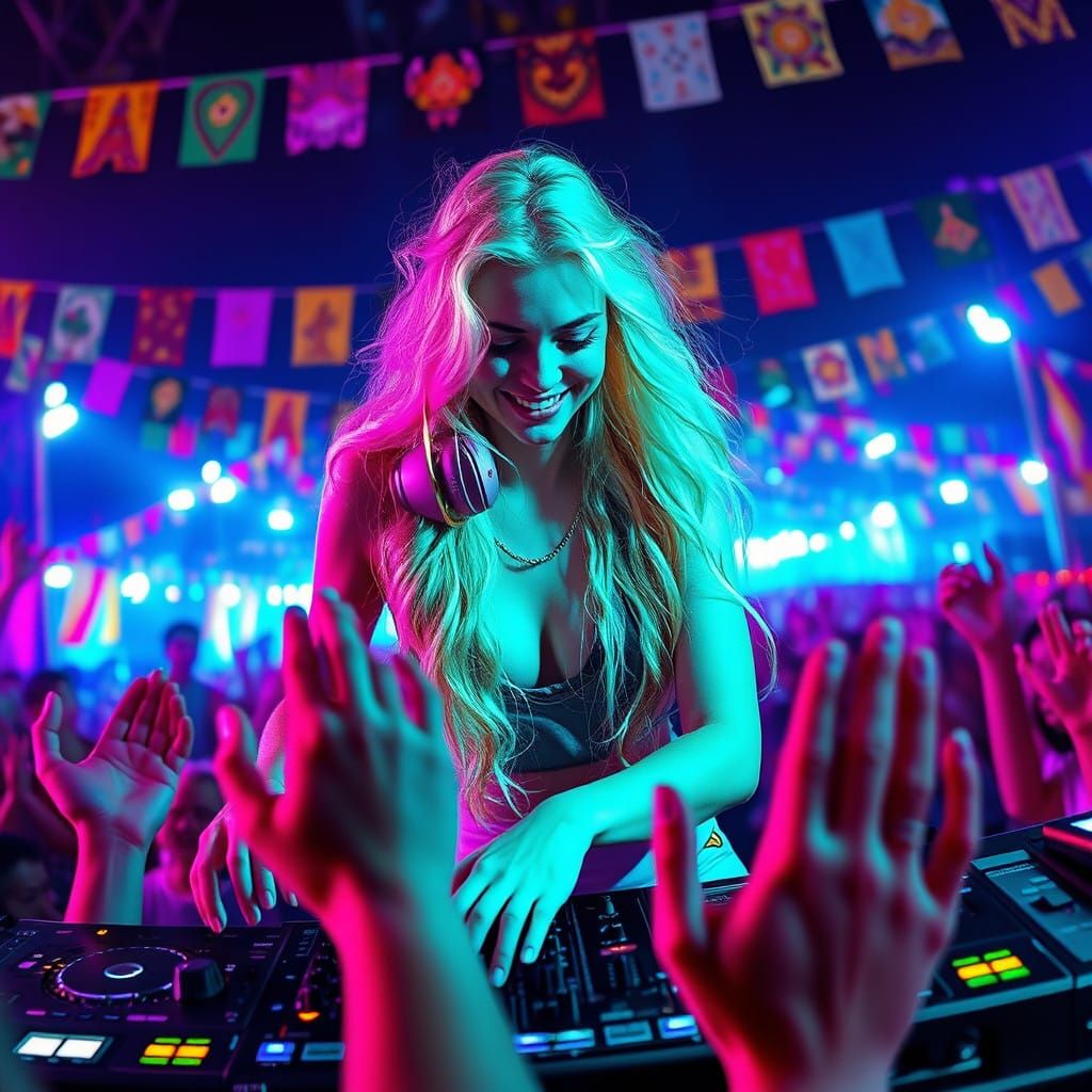 Vibrant Goa Psytrance DJ Thrills Festival Crowd with Electri...