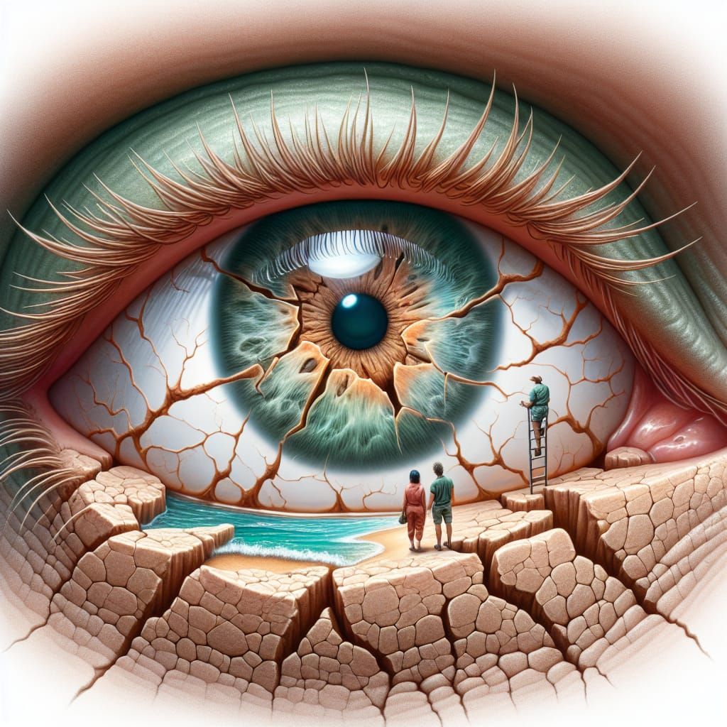 Eye Close-Up with Kintsugi Pottery Skin