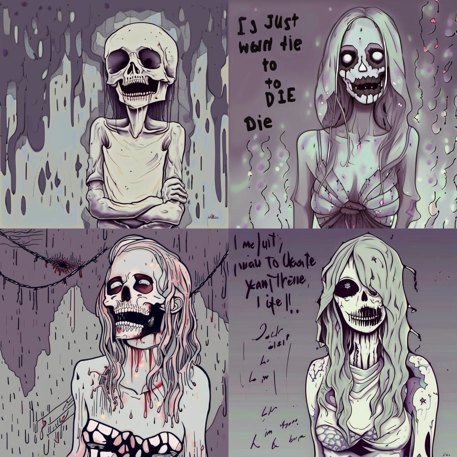 Abstract Dark Shapes Conveying Pain and Doom