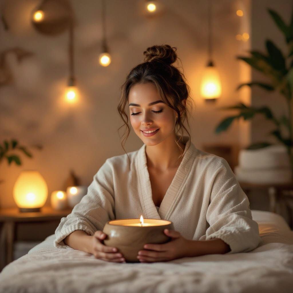 Relaxing Sound Bowl Massage in a Serene Room