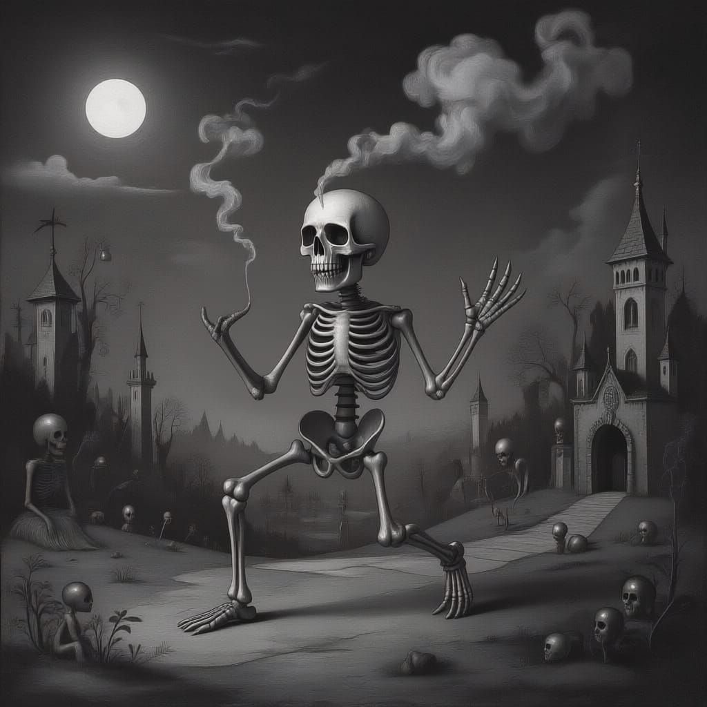 Skeletal Pipe Bounces in Hieronymus Bosch Style