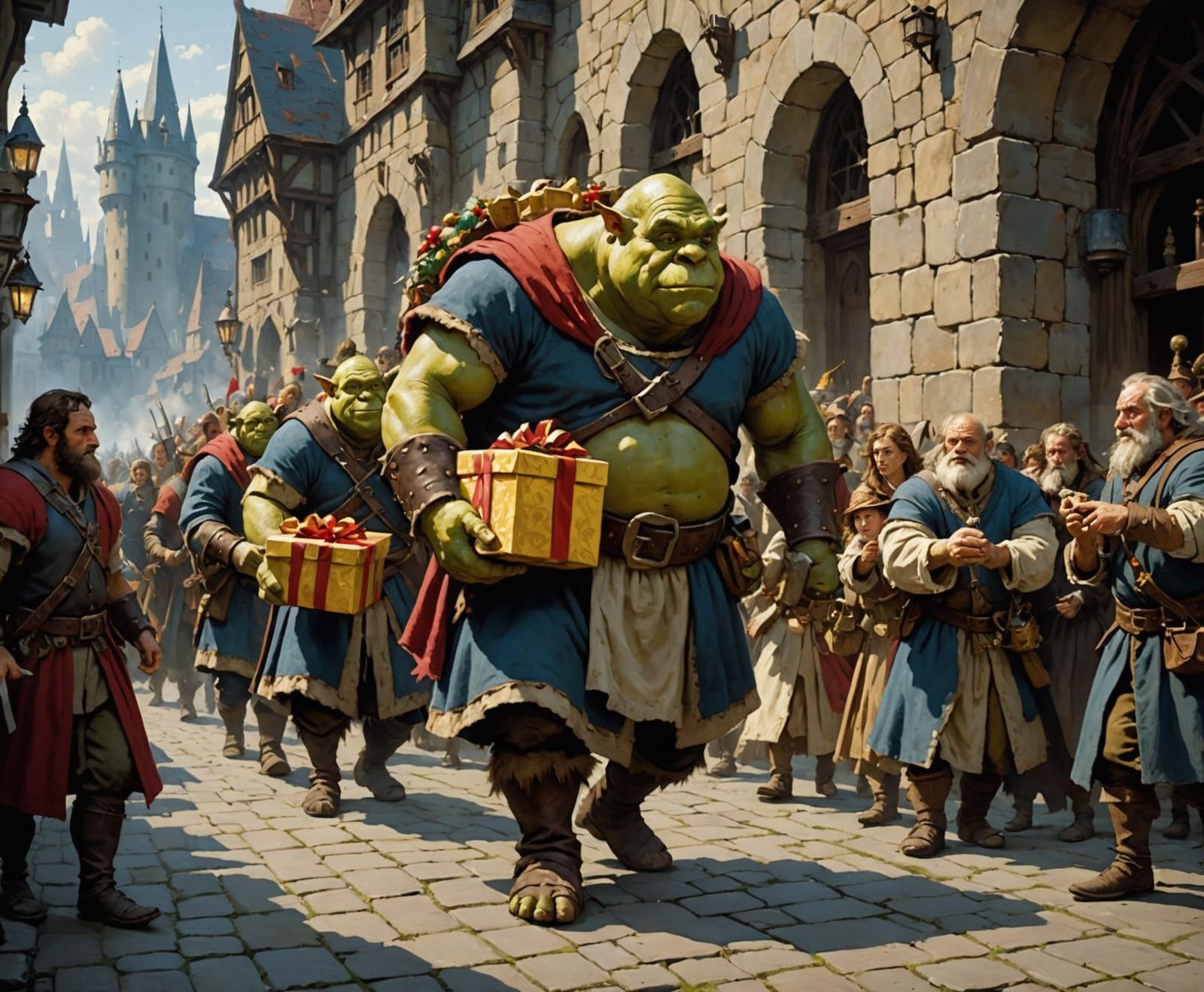 Servants Present Rich Gifts to a Fearsome Ogre Ruler