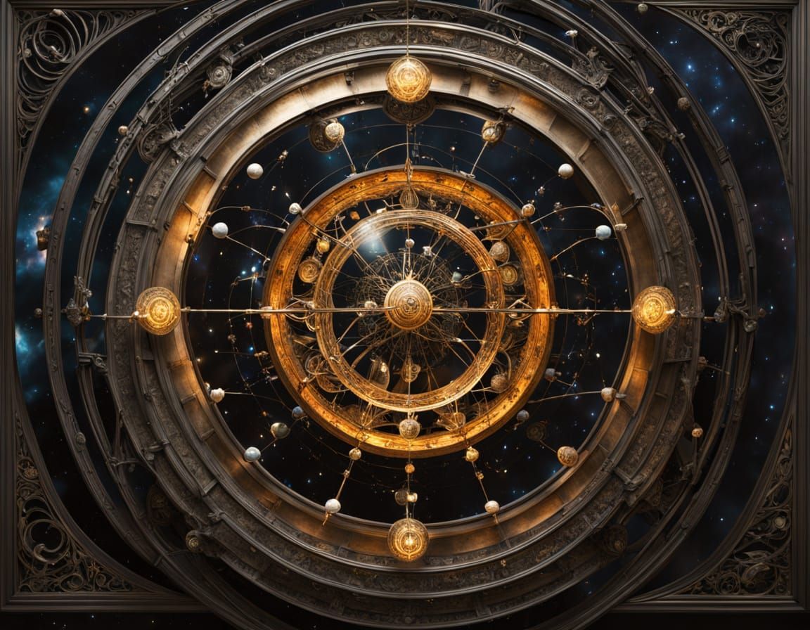 The Umbrahedron in Orbit: A Surreal Oil Painting