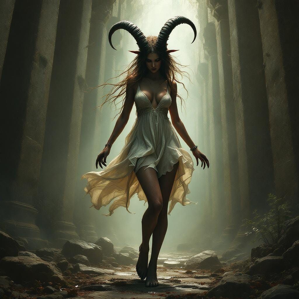 Mystical Woman Satyr Inspired by Greek Mythology