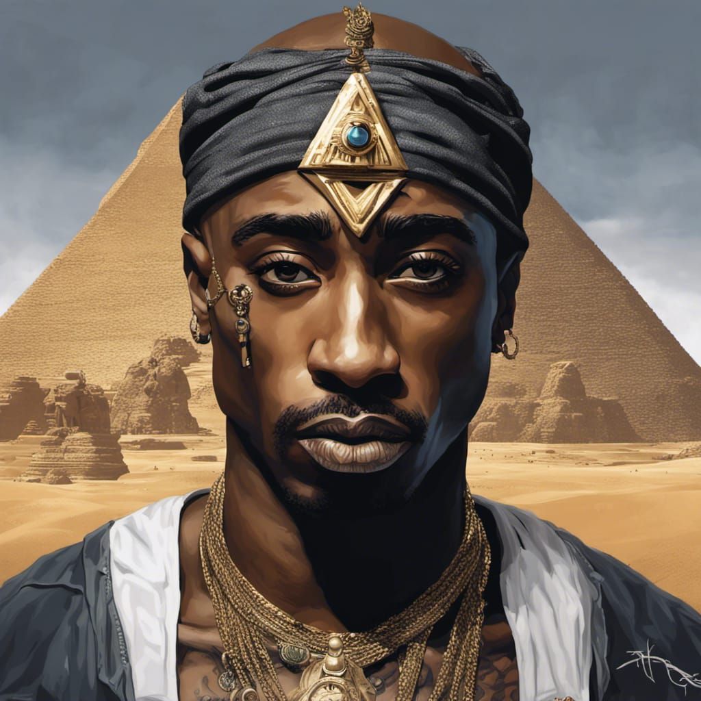 Tupac Shakur as Cyberpunk Egyptian Pharaoh