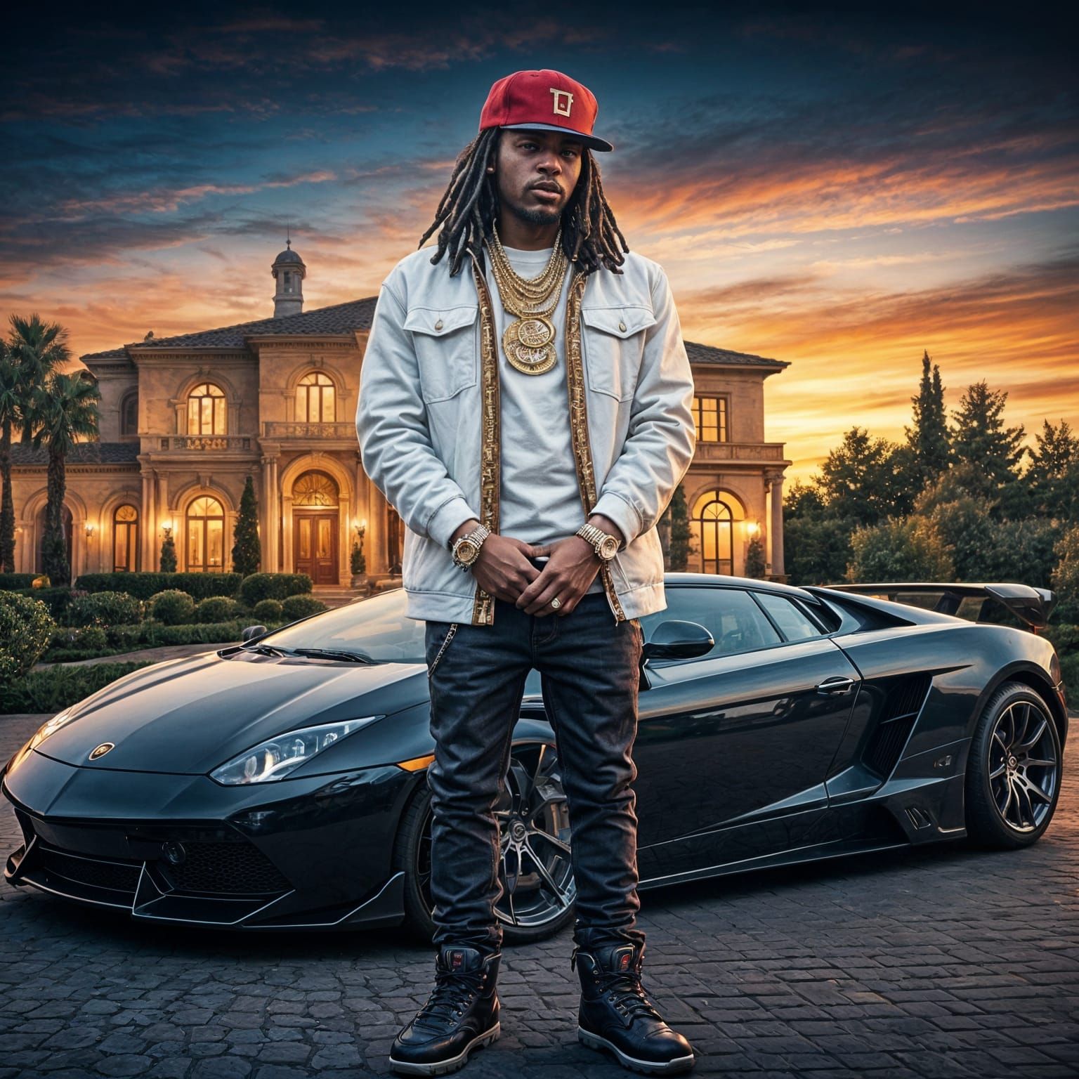 Hyperrealistic Portrait of Rapper in Hip-Hop Style