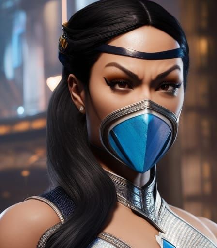 Detailed Portrait of Kitana with Bladed Fans