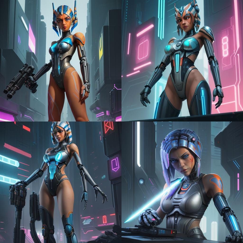 Ahsoka Tano Cybernetic Arm Plasma Cannon Cyberpunk