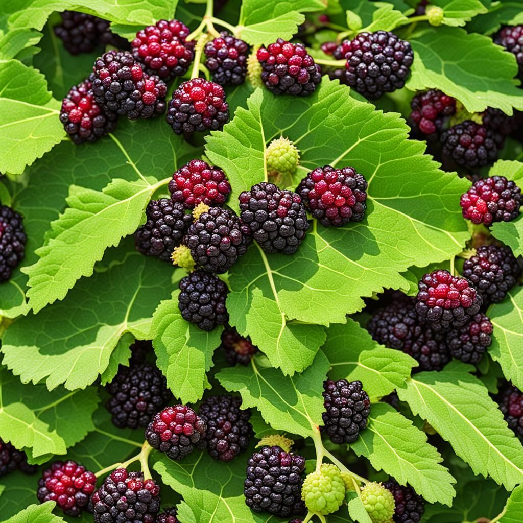 Ripe Mulberries on a Tree: A Natural Delight