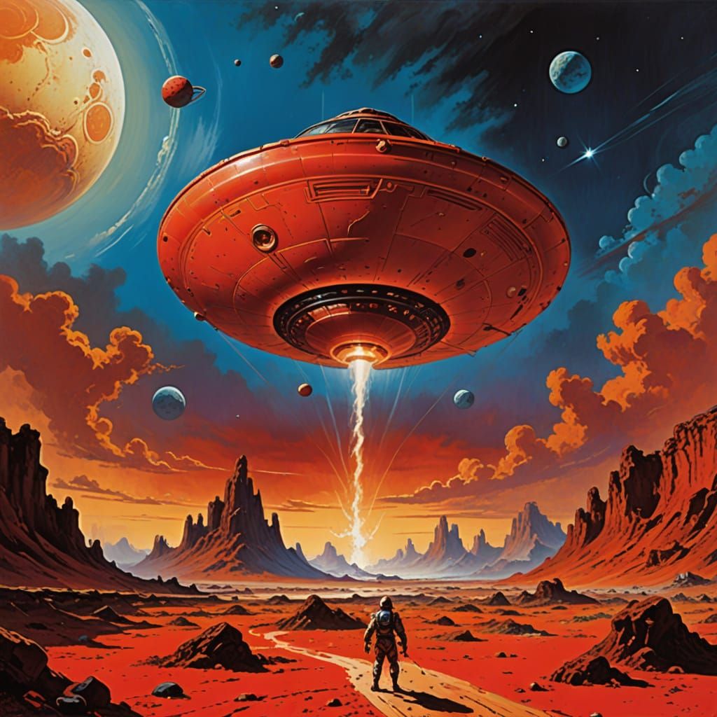 Epic Space Odyssey on Venus in Frazetta Style