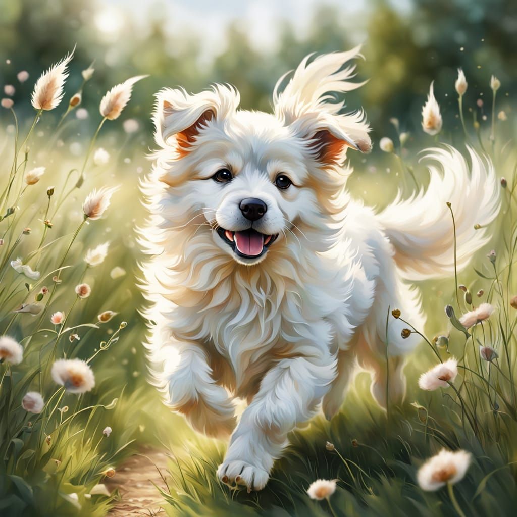 Fluffy Puppy Runs Wild in Whimsical Gusts