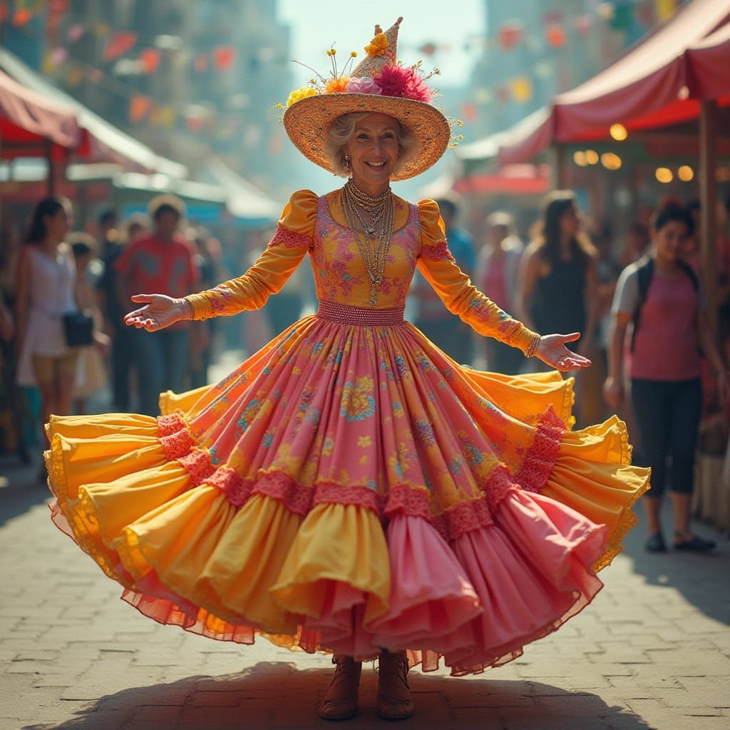Funny Old Lady Dancing in Market: Lowbrow Art