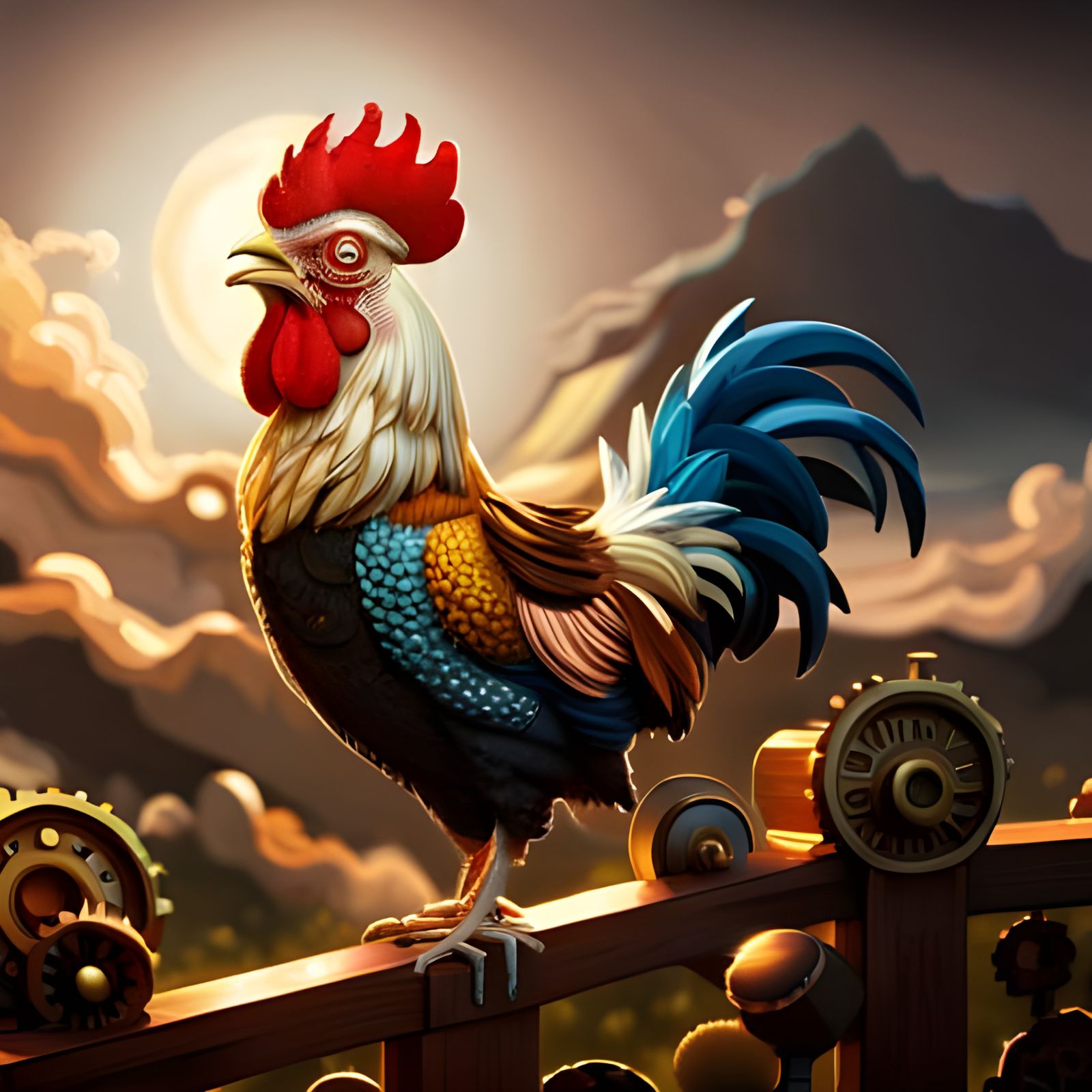 Steampunk Mechanical Rooster Concept Art