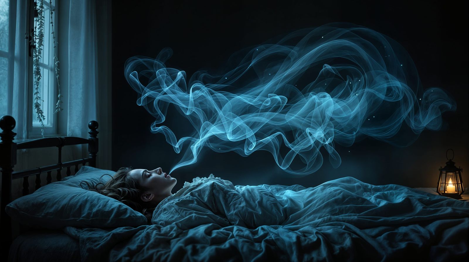 Ethereal Ghost Siphons Breath from Sleeping Woman