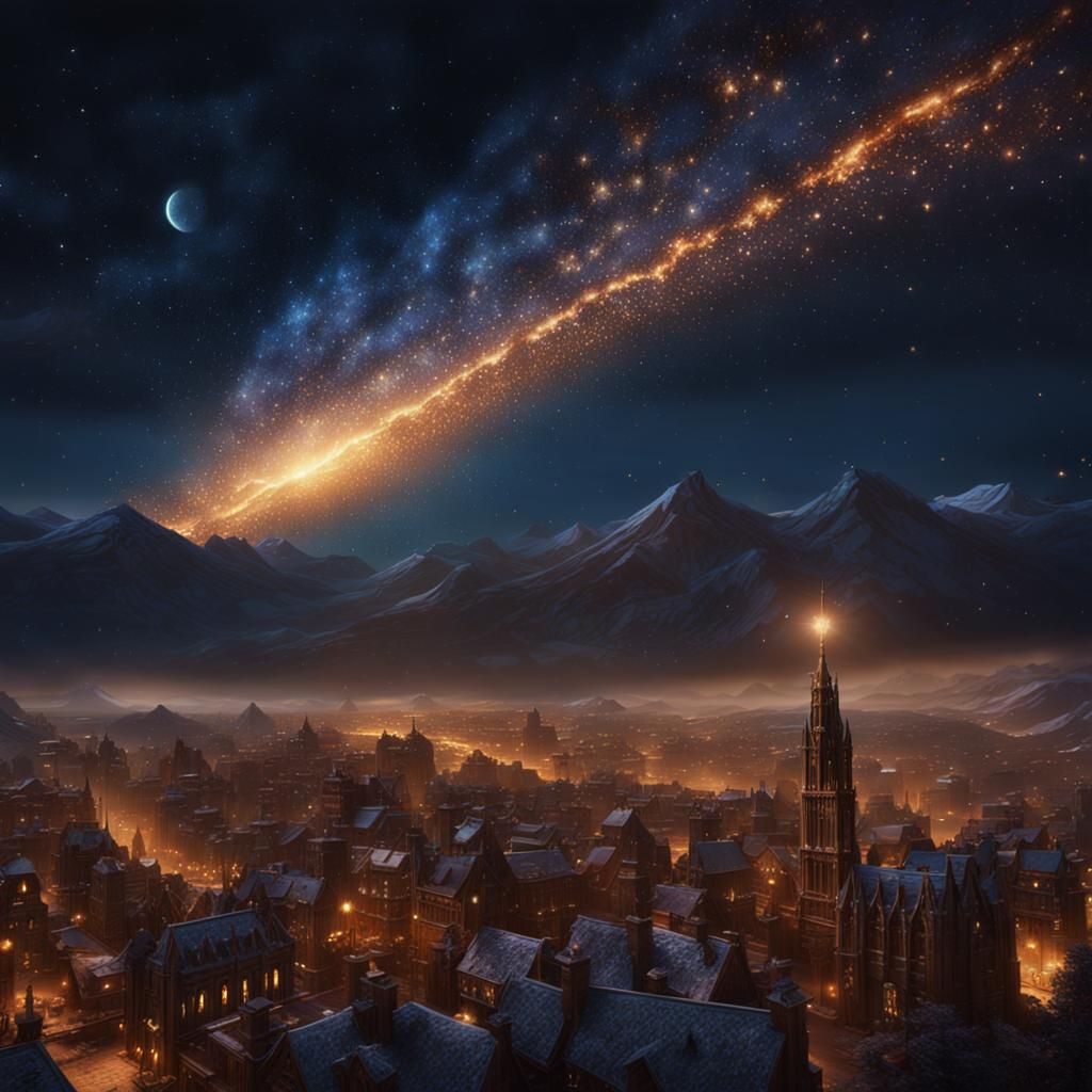 Comet's Journey: A Starry Night Fantasy