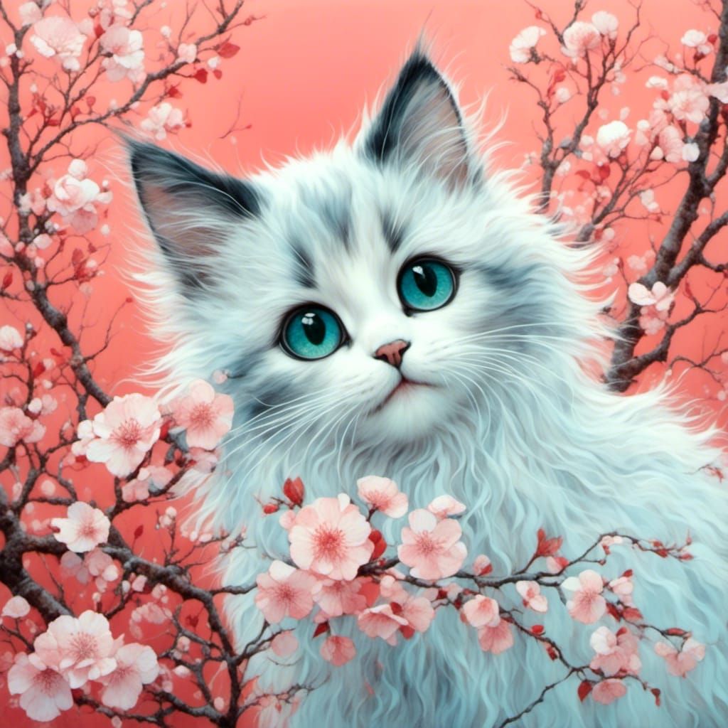 Whimsical Cat Portrait in Contemporary Style