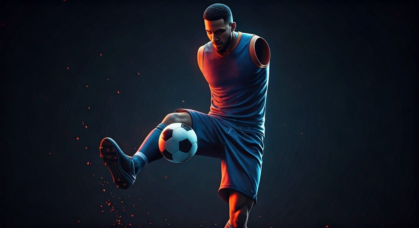 Dynamic Armless Soccer Player in Vibrant Filmic Style